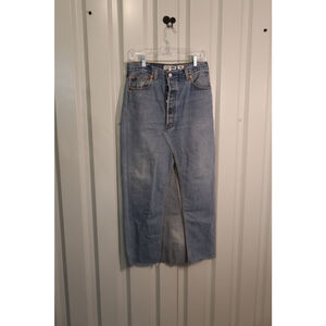 Levi's Re/Done Womens Denim Maxi Skirt Size 28 Light Wash Blue EUC Button Fly